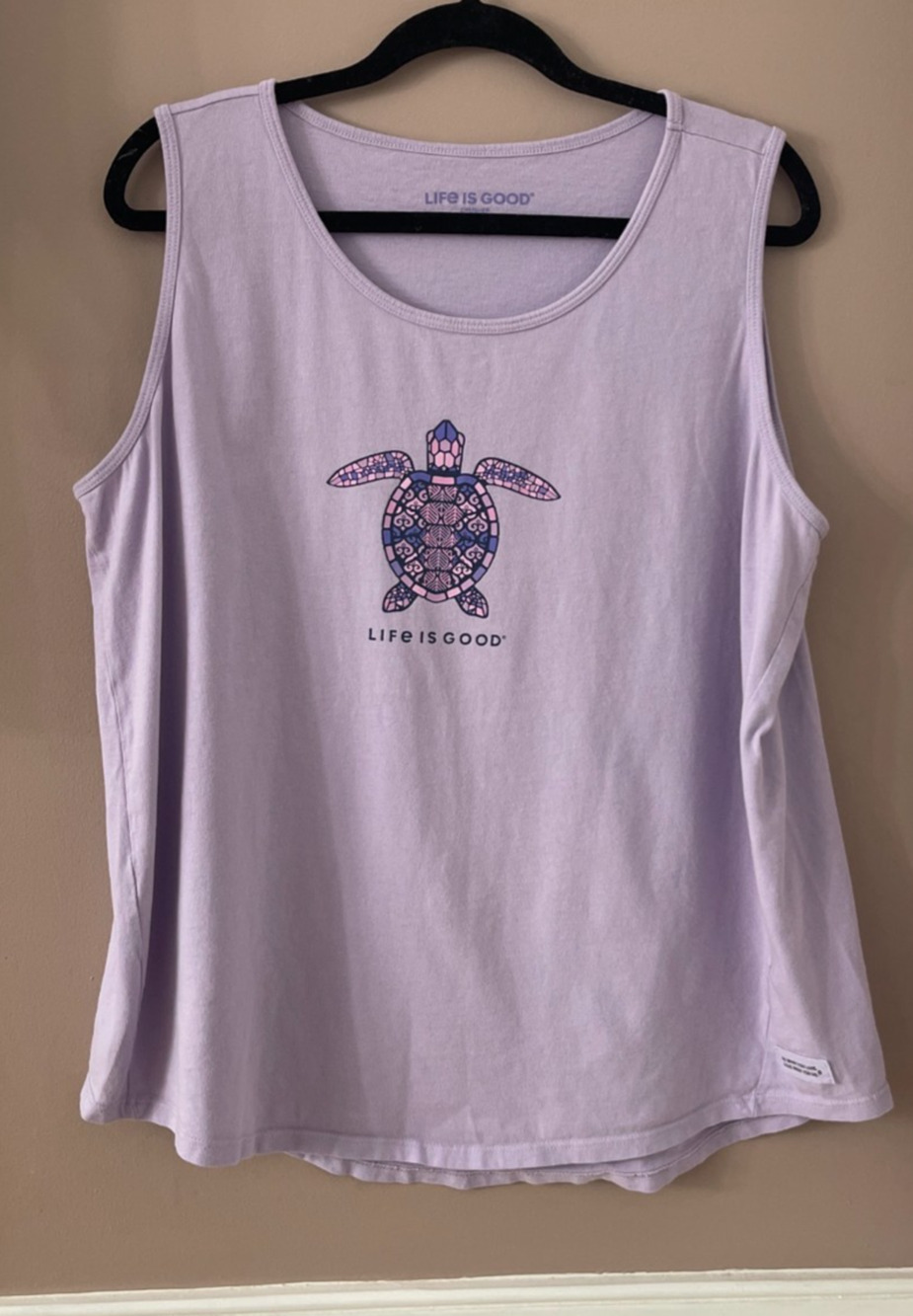 Life Is Good Tank Top Womens XXL Purple Crusher Sea Turtle Beach Life